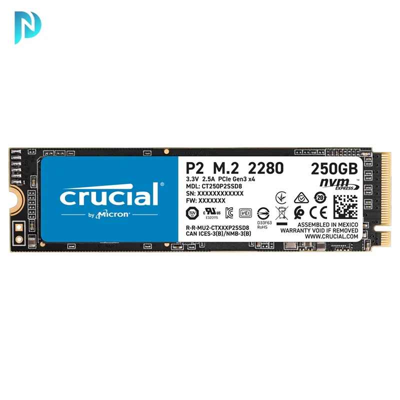 حافظه اینترنال SSD کروشیال ظرفیت 250 گیگابایت مدل Crucial P2 M.2 2280 250GB NVMe