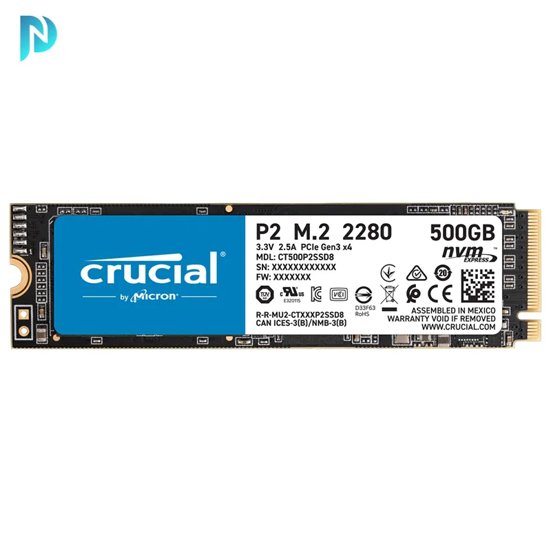 حافظه اینترنال SSD کروشیال ظرفیت 250 گیگابایت مدل Crucial P2 M.2 2280 500GB PCIe NVMe