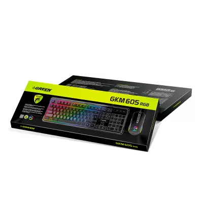 کیبورد و ماوس گیمینگ با سیم گرین مدل GREEN GKM605 RGB