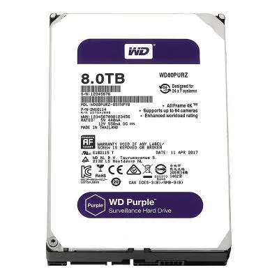 هارد‌ دیسک اینترنال وسترن دیجیتال بنفش ظرفیت 8 ترابایت WD Purple 8TB WD82PURZ