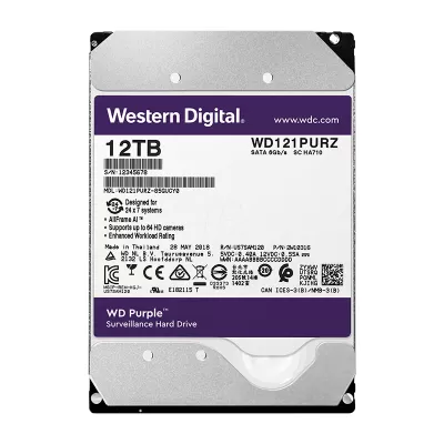 هارد‌ دیسک اینترنال وسترن دیجیتال بنفش ظرفیت 12 ترابایت WD Purple WD121PURZ 12TB