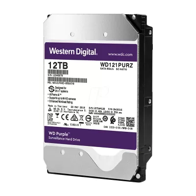 هارد‌ دیسک اینترنال وسترن دیجیتال بنفش ظرفیت 12 ترابایت WD Purple WD121PURZ 12TB