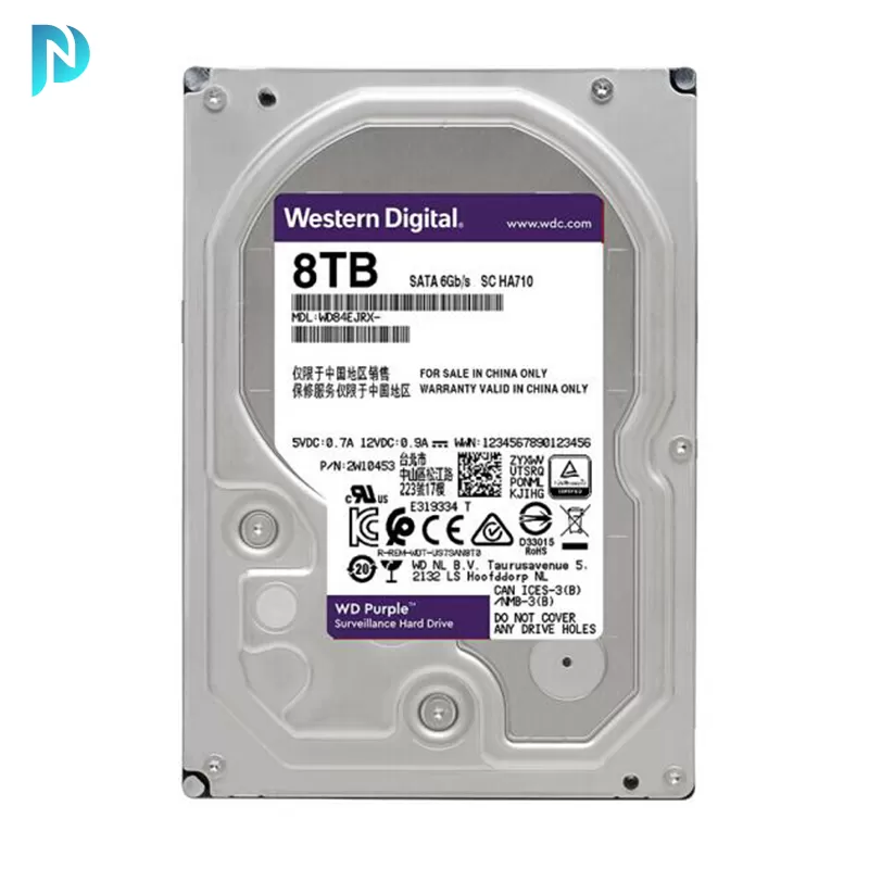 هارد‌ دیسک اینترنال وسترن دیجیتال بنفش ظرفیت 8 ترابایت WD Purple WD84EJRX 8TB
