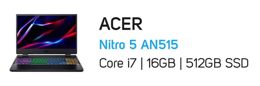 لپ تاپ ایسر نیترو 5 مدل Acer Nitro 5 AN515 i7 16GB 512GB SSD
