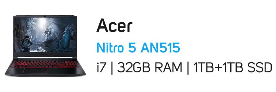 لپ تاپ گیمینگ نیترو ایسر مدل ACER Nitro 5 AN515 i7 32GB 1TB + 1TB SSD