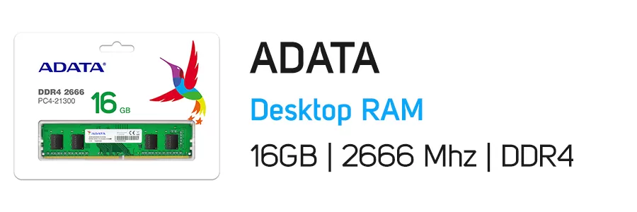 رم کامپیوتر ای دیتا ظرفیت 16 گیگابایت مدل ADATA 16GB DDR4 2666Mhz