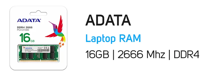 رم لپ تاپ ای دیتا ظرفیت 16 گیگابایت مدل ADATA 16GB DDR4 2666Mhz
