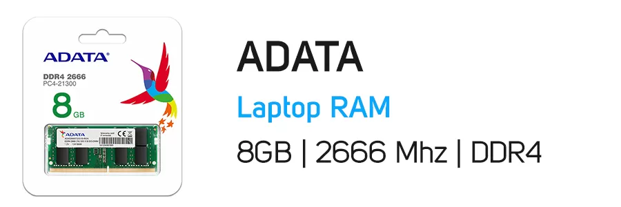 رم لپ تاپ ای دیتا ظرفیت 8 گیگابایت مدل ADATA 8GB DDR4 2666Mhz