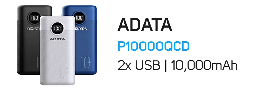 پاور بانک 10000 میلی آمپر ای دیتا مدل ADATA P10000QCD 10000mAh