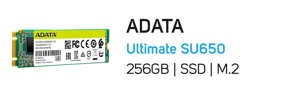 هارد‌ دیسک SSD اینترنال ای دیتا ظرفیت 256 گیگابایت مدل ADATA Ultimate SU650 M.2 256GB