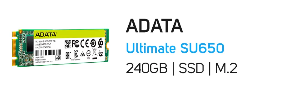 هارد‌ دیسک SSD اینترنال ای دیتا ظرفیت 240 گیگابایت مدل ADATA Ultimate SU650 M.2 240GB