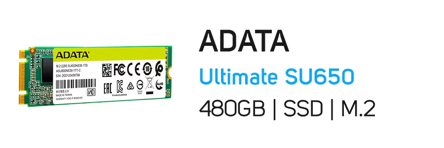 هارد‌ دیسک SSD اینترنال ای دیتا 480 گیگابایت مدل ADATA Ultimate SU650 M.2 480GB