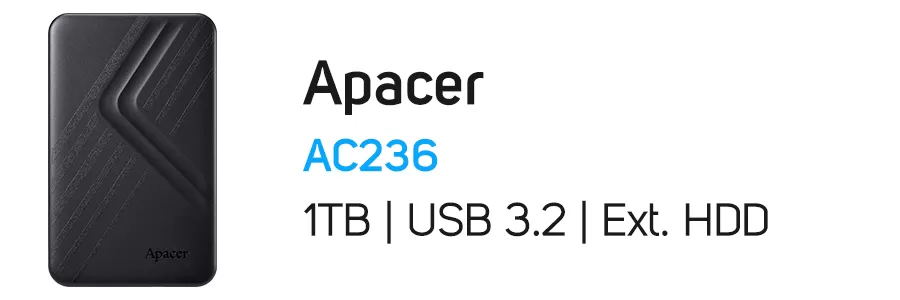 هارد‌ دیسک اکسترنال اپیسر ظرفیت 1 ترابایت مدل Apacer AC236 1TB