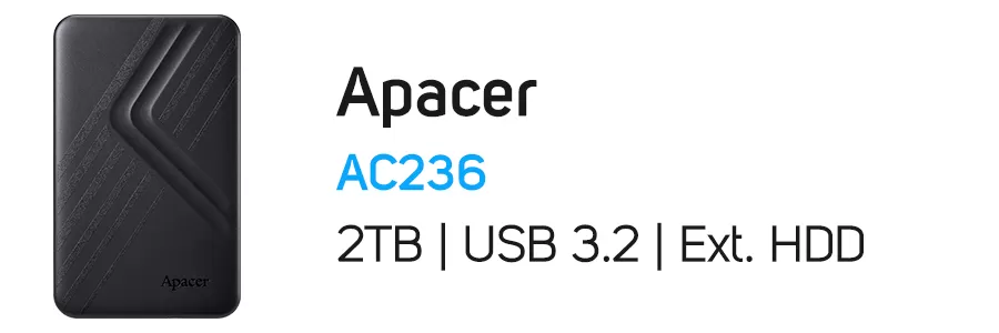 هارد‌ دیسک اکسترنال اپیسر ظرفیت 2 ترابایت مدل Apacer AC236 2TB