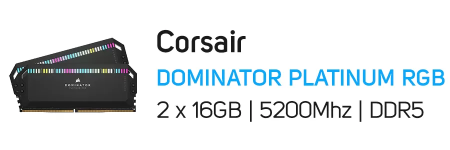 حافظه رم کامپیوتر دسکتاپ 32 گیگابایت کورسیر CORSAIR DOMINATOR PLATINUM RGB 32GB DDR5 5200Mhz