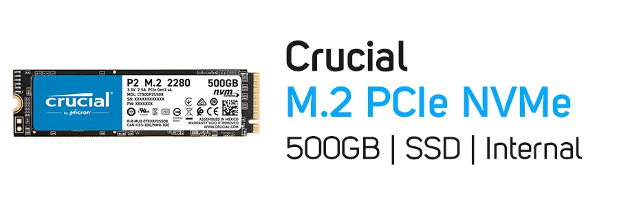 حافظه اینترنال SSD کروشیال ظرفیت 250 گیگابایت مدل Crucial P2 M.2 2280 500GB PCIe NVMe