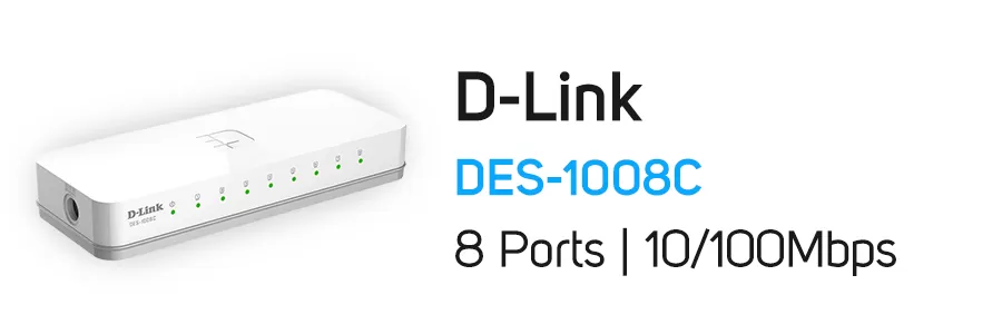 سوئیچ شبکه 8 پورت غیر مدیریتی دی لینک مدل D-Link DES-1008C Unmanaged
