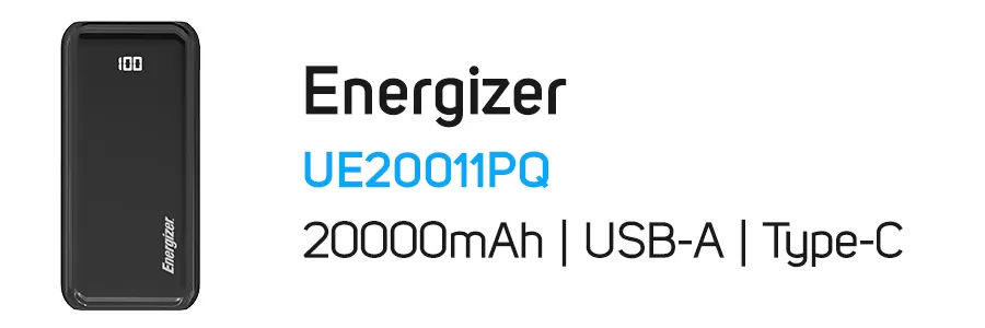 پاور بانک 20000 میلی آمپر انرجایزر مدل ENERGIZER UE20011PQ 20000mAh