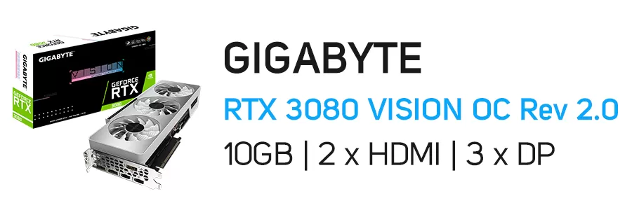 کارت گرافیک گیمینگ گیگابایت مدل GIGABYTE GeForce RTX 3080 VISION OC 10GB Rev 2.0