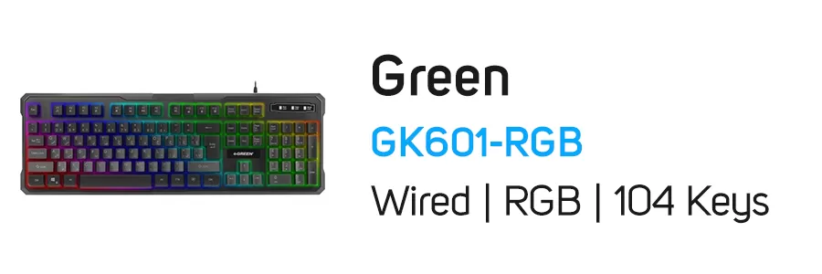 کیبورد با سیم گیمینگ گرین مدل Green GK601-RGB
