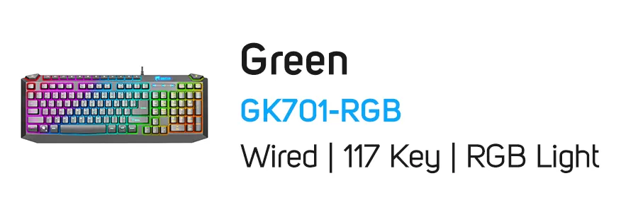 کیبورد با سیم گیمینگ گرین مدل GREEN GK701-RGB