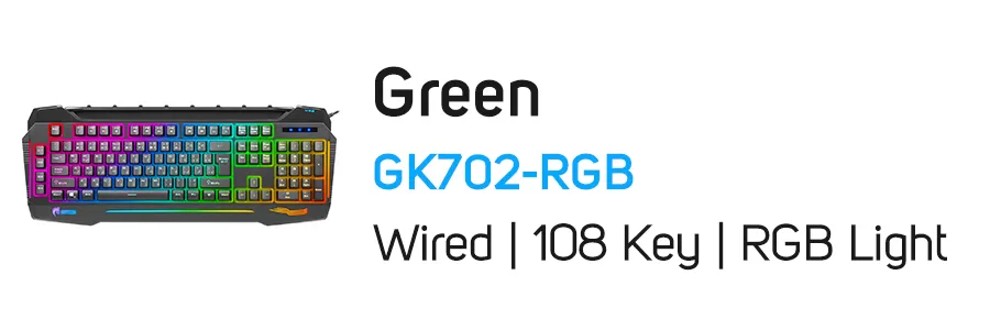 کیبورد با سیم گیمینگ گرین مدل GREEN GK702-RGB