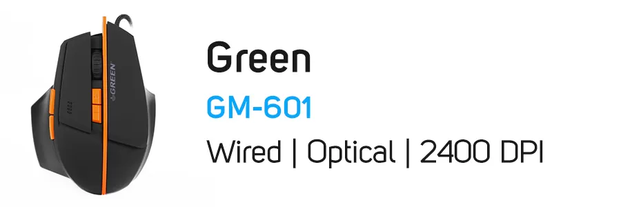 ماوس با سیم گیمینگ اوپتیکال گرین مدل Green GM-601