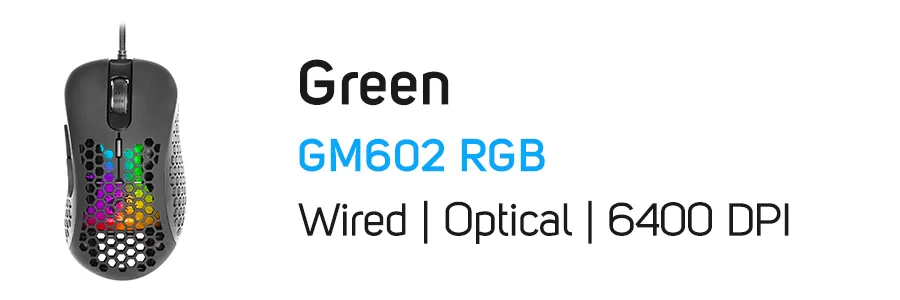 ماوس با سیم گیمینگ گرین مدل GREEN GM602 RGB