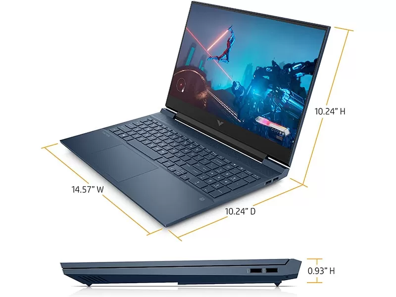 ابعاد لپ تاپ گیمینگ اچ پی مدل HP Victus 16-d0013dx Ci5 (11400H) 8GB 256GB SSD 4GB (RTX 3050) Gaming Laptop