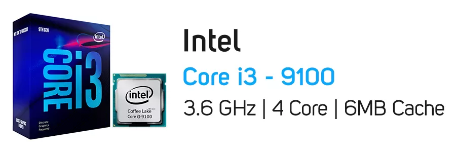 پردازنده اینتل سری Coffee Lake با جعبه و فن مدل Intel Core i3-9100 CPU