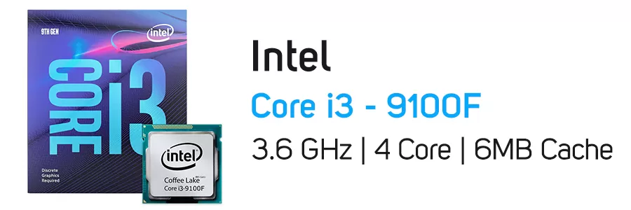 پردازنده اینتل سری Coffee Lake با جعبه و فن مدل Intel Core i3-9100F CPU