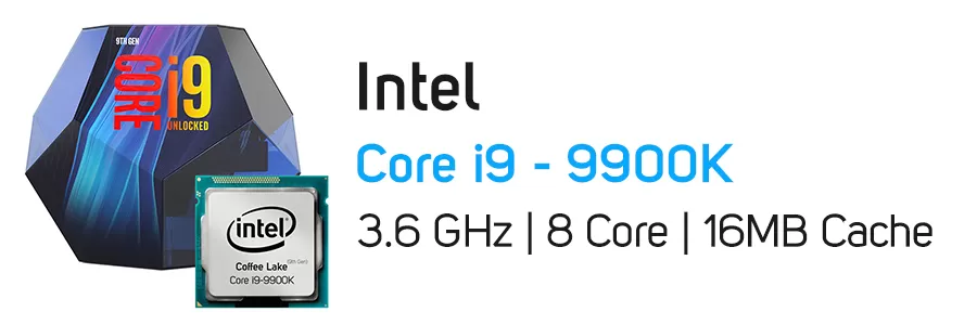 پردازنده اینتل سری Coffee Lake با جعبه و فن مدل Intel Core i9-9900K CPU