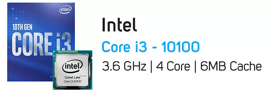 پردازنده اینتل سری Comet Lake با جعبه و فن مدل Intel Core i3-10100 CPU