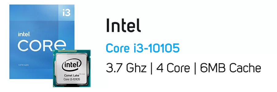 پردازنده اینتل سری Comet Lake با جعبه و فن مدل Intel Core i3-10105 CPU