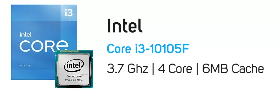 پردازنده اینتل سری Comet Lake با جعبه و فن مدل Intel Core i3-10105F CPU