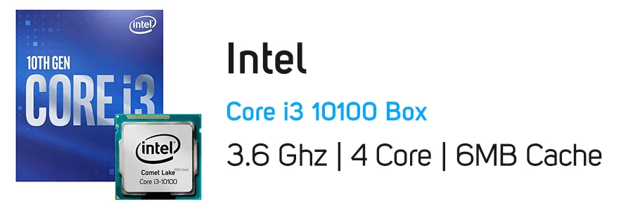 پردازنده اینتل سری Comet Lake با جعبه و فن مدل Intel Core i3 10100 Box