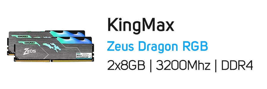 رم کامپیوتر کینگ مکس مدل Kingmax Zeus Dragon RGB 2 x 8GB DDR4 3200Mhz RAM