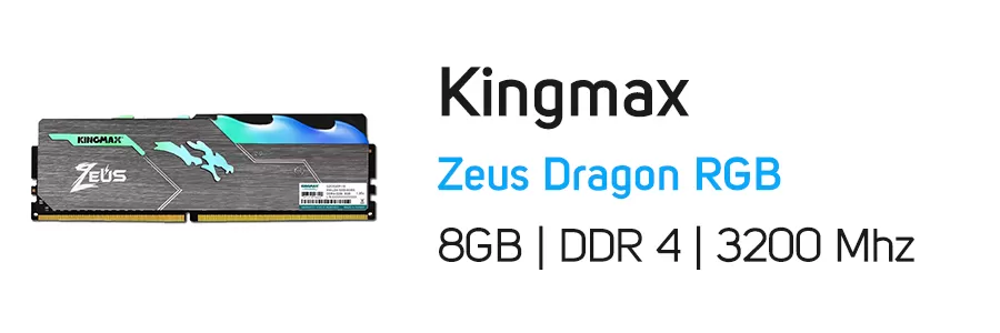 رم کامپیوتر کینگ مکس مدل Kingmax Zeus Dragon RGB 8GB DDR4 3200Mhz RAM