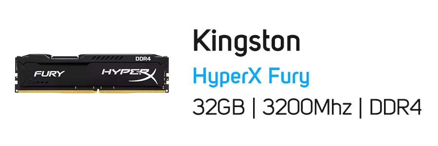 رم کامپیوتر کینگستون ظرفیت 32 گیگابایت مدل Kingston HyperX Fury 32GB DDR4 3200Mhz