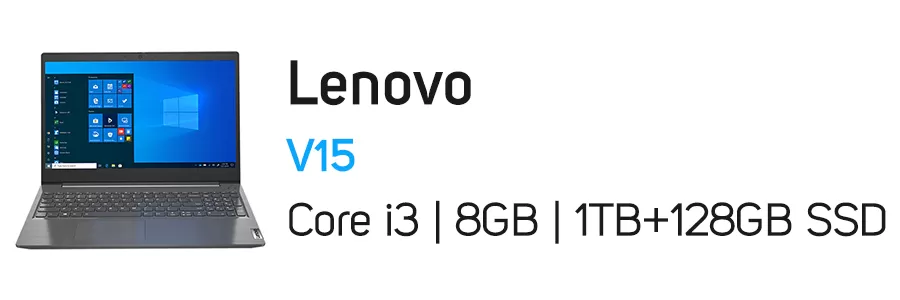 لپ تاپ لنوو مدل Lenovo V15 i3 8GB 1TB + 128GB SSD