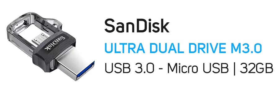 فلش مموری 32 گیگابایت سن دیسک مدل SANDISK ULTRA DUAL DRIVE 32GB M3.0 OTG 