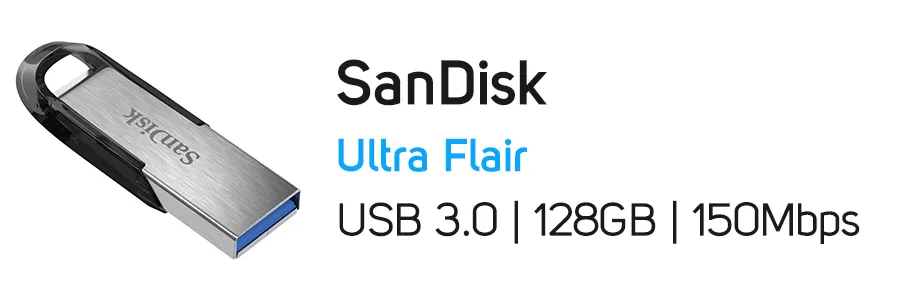 فلش مموری سن دیسک Ultra Flair ظرفیت 128 گیگابایت SanDisk 128GB