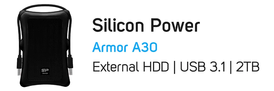 هارد‌ دیسک اکسترنال سیلیکون پاور ظرفیت 2 ترابایت مدل Silicon Power Armor A30 2TB