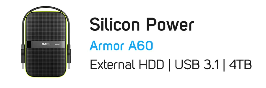 هارد‌ دیسک اکسترنال سیلیکون پاور ظرفیت 4 ترابایت مدل Silicon Power Armor A60 4TB