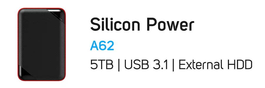 هارد‌ دیسک اکسترنال سیلیکون پاور ظرفیت 5 ترابایت مدل Silicon Power Armor A62 5TB