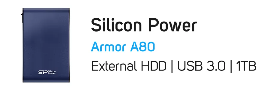 هارد‌ دیسک اکسترنال سیلیکون پاور ظرفیت 1 ترابایت مدل Silicon Power Armor A80 1TB