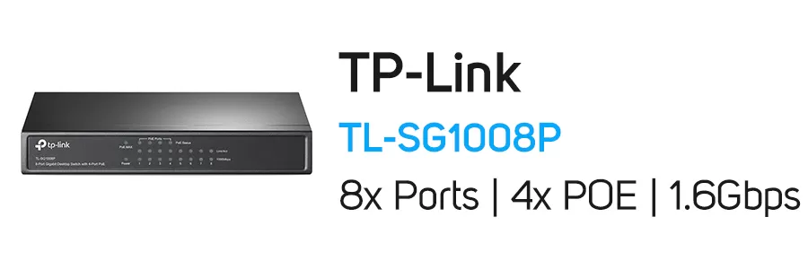 سوئیچ شبکه 8 پورت POE تی پی لینک مدل TP-Link TL-SG1008P V3.0