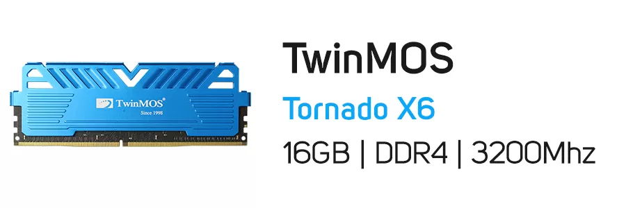 حافظه رم کامپیوتر 16 گیگابایت توین موس TwinMOS Tornado X6 8GB DDR4 3200Mhz