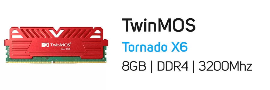 حافظه رم کامپیوتر 8 گیگابایت توین موس TwinMOS Tornado X6 8GB DDR4 3200Mhz