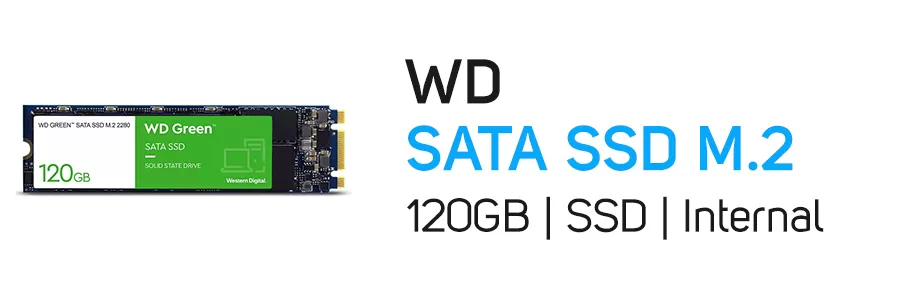 حافظه اینترنال SSD وسترن دیجیتال ظرفیت 120 گیگابایت مدل WD Green SATA SSD M.2 2280 120GB